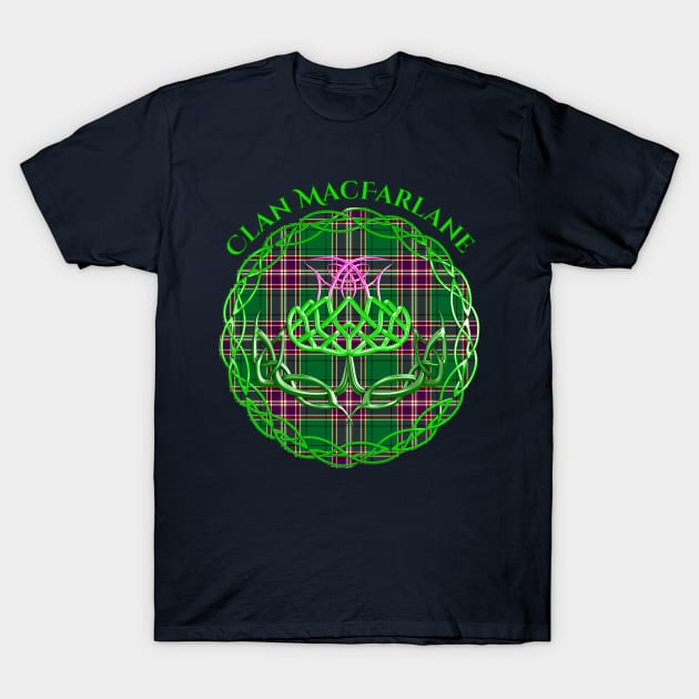 MacFarlane Scottish Tartan Celtic Thistle T-Shirt by CelticFlame